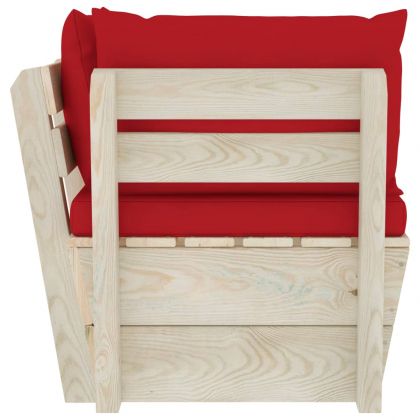 Градински палетен ъглов диван с възглавници, импрегниран смърч