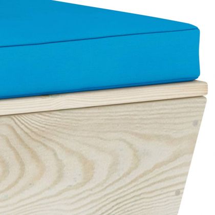 Градински палетен среден диван с възглавници, импрегниран смърч