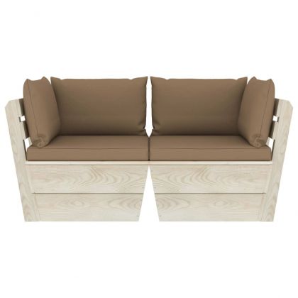 Градински 2-местен палетен диван възглавници импрегниран смърч