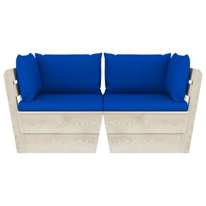 Градински 2-местен палетен диван възглавници импрегниран смърч