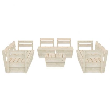 Градински лаундж комплект от палети 9 части импрегниран смърч