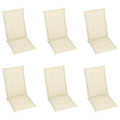 Сгъваеми градински столове с възглавници, 6 бр, акация масив