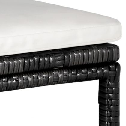 Градински бар комплект с възглавници, 5 части, полиратан, черен