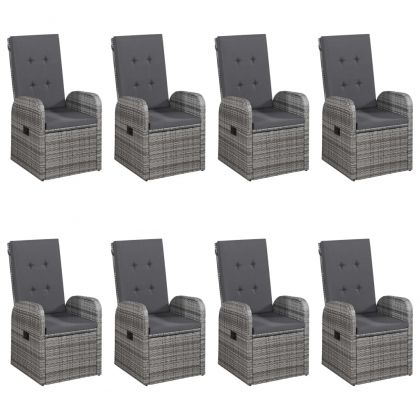 Градински трапезен комплект, 9 части, сив