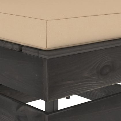 Секционен среден диван с възглавници, сиво импрегнирано дърво