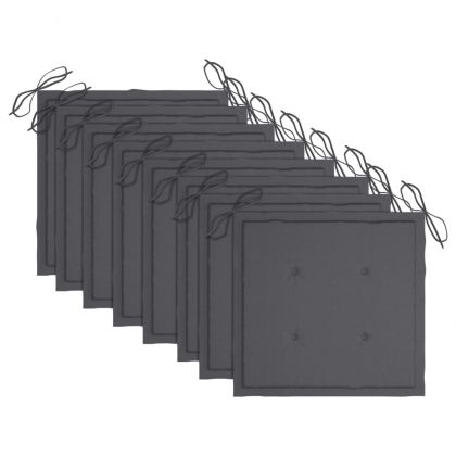 Градински столове с възглавници антрацит 8 бр тик масив