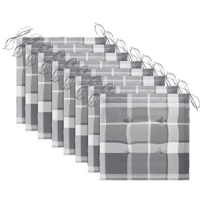 Градински столове с възглавници, 8 бр, акация масив, сиви