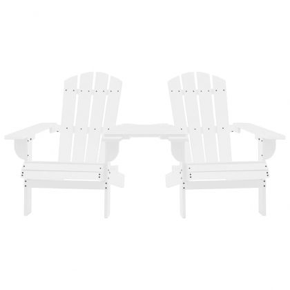 Градински столове Адирондак с масичка за чай, чам масив, бели