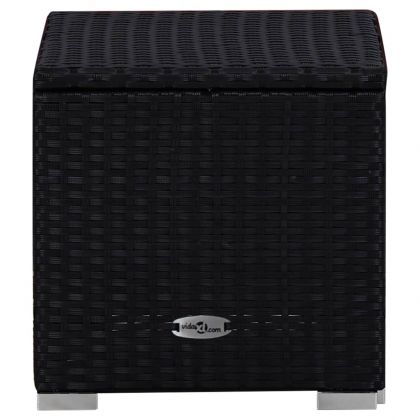 Шезлонг с шалте и маса за чай, полиратан, син