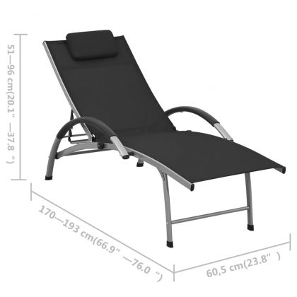Шезлонг, textilene и алуминий, черен