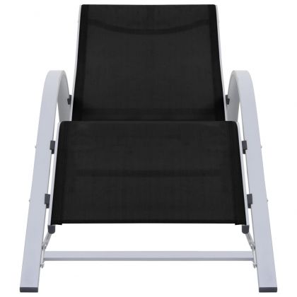 Шезлонги с маса, 2 бр, алуминий, черни