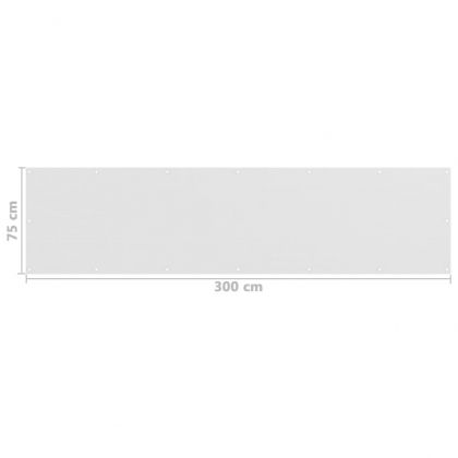 Балконски параван, бял, 75x300 см, HDPE