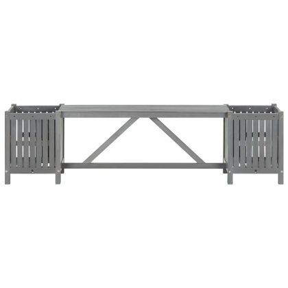 Градинска пейка с 2 плантера, 150 см, акация масив, сива