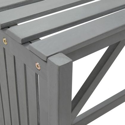 Градинска ъглова пейка с плантер, 117 cм, акация масив, сива