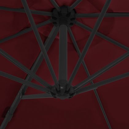 Конзолен градински чадър със стоманен прът, бордо, 300 см