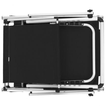 Сгъваеми шезлонги със сенници 2 бр алуминий и textilene черни