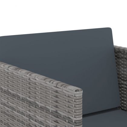 Градински комплект с възглавници, 9 части, полиратан, сив