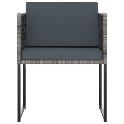 Градински комплект с възглавници, 11 части, полиратан, сив