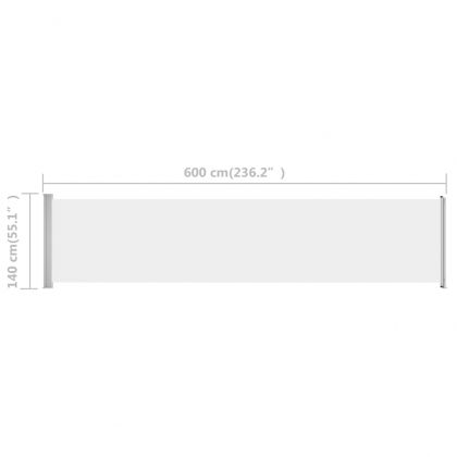 Прибираща се дворна странична тента, 140x600 см, кремава