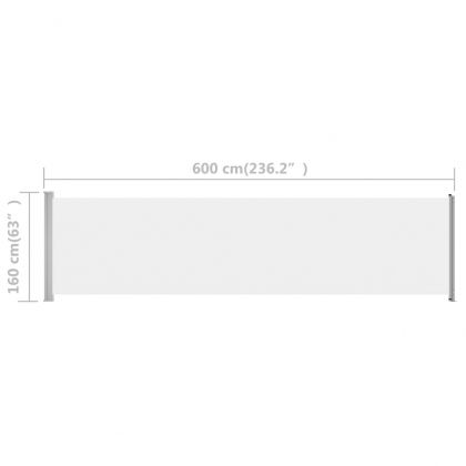 Прибираща се дворна странична тента, 600x160 см, кремава