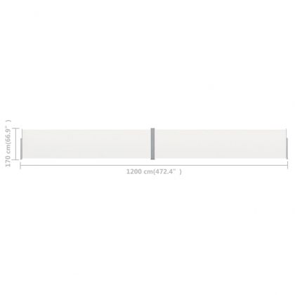 Прибираща се дворна странична тента, 170x1200 см, кремава