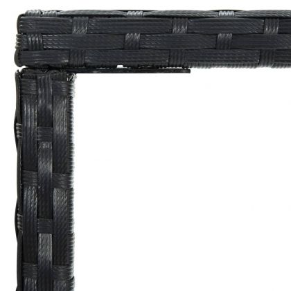 Градинска бар маса, черна, 70x70x110 см, полиратан и стъкло