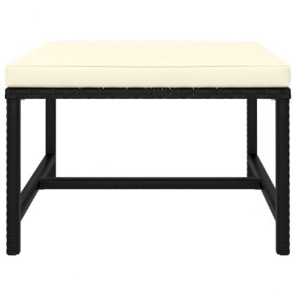 Градински комплект с възглавници, 4 части, черен полиратан