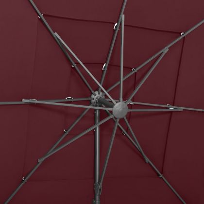 Конзолен градински чадър с алуминиев прът, бордо, 250x250 см