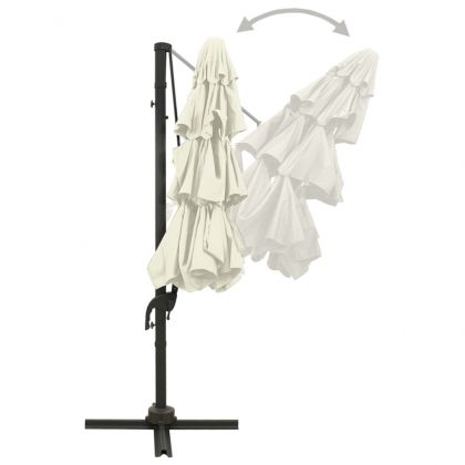 Градински чадър на 4 нива с алуминиев прът, пясъчен, 3x3 м