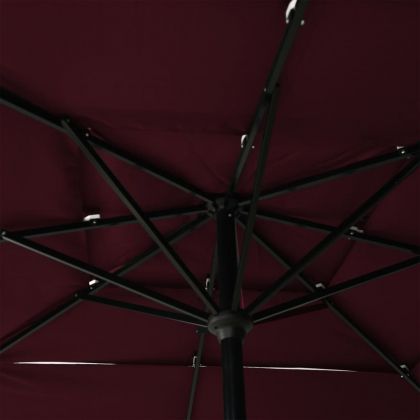 Градински чадър на 3 нива с алуминиев прът, бордо, 2,5x2,5 м