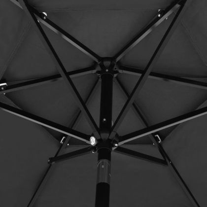 Градински чадър на 3 нива с алуминиев прът, антрацит, 2,5 м