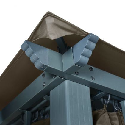 Шатра със завеси, 400x300 см, таупе, алуминий