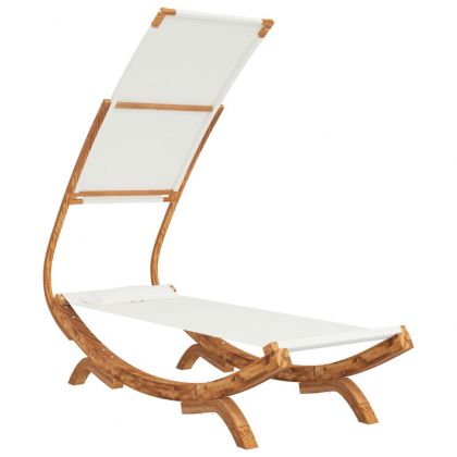 Лаундж легло с навес 100x190x134 см извито дърво масив кремаво