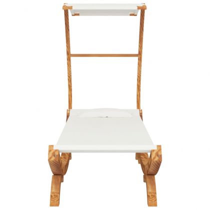 Лаундж легло с навес 100x190x134 см извито дърво масив кремаво