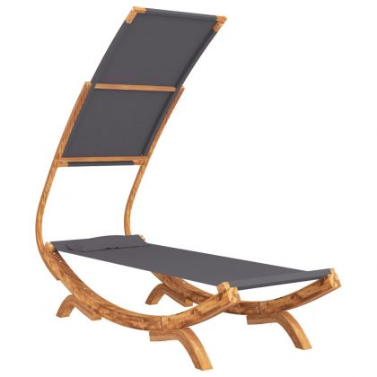 Лаундж легло с навес 100x190x134 см извито дърво масив антрацит