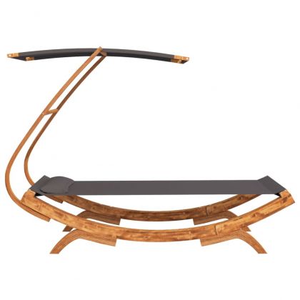 Лаундж легло с навес 100x190x134 см извито дърво масив антрацит