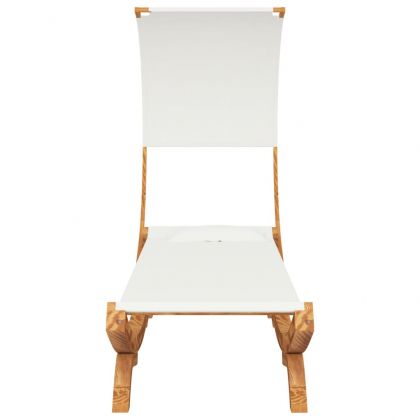 Лаундж легло с навес 100x200x126 см извито дърво масив кремав