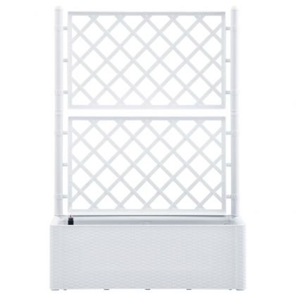 Градинска повдигната леха с решетка, самополивна, бяла