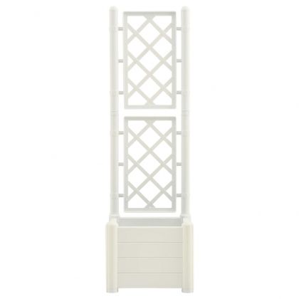 Градински сандък с пергола, 43x43x142 см, РР, бял