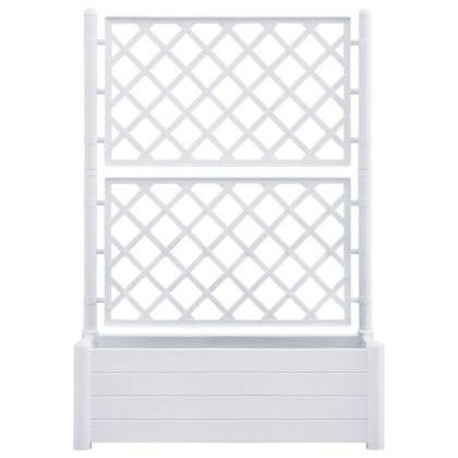 Градински сандък с пергола, 100x43x142 см, РР, бял