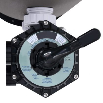 Пясъчен филтър за басейн, страничен монтаж, 6-пътен клапан, сив