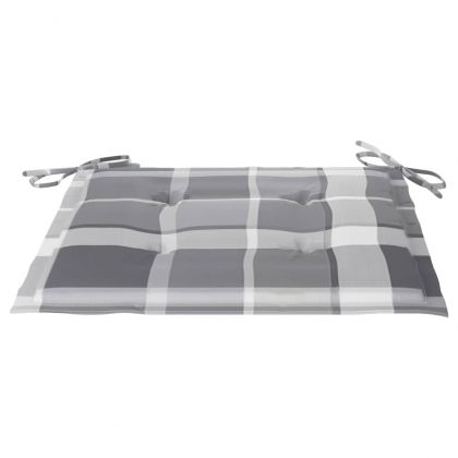 Възглавници за столове 4 бр сиво каре 50x50x4 см Оксфорд плат