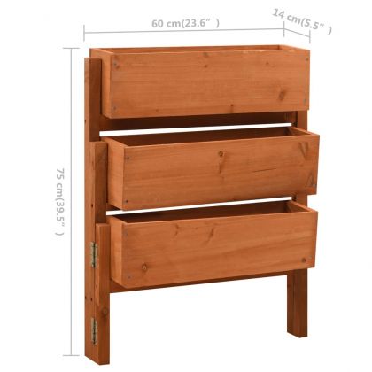 Градински сгъваем плантер, оранжев, 60x14x75 см, чам масив