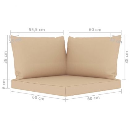 Палетни възглавници, 3 бр, бежови, Оксфорд плат