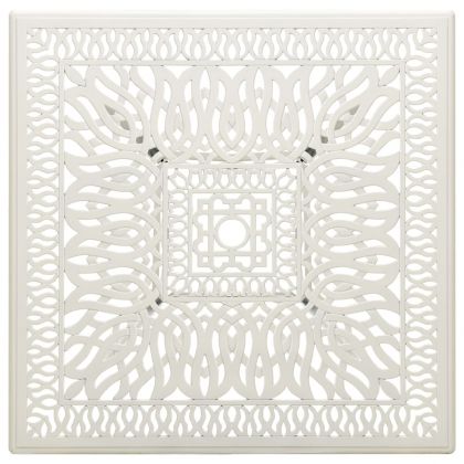 Градинска маса, бяла, 90x90x73 см, лят алуминий