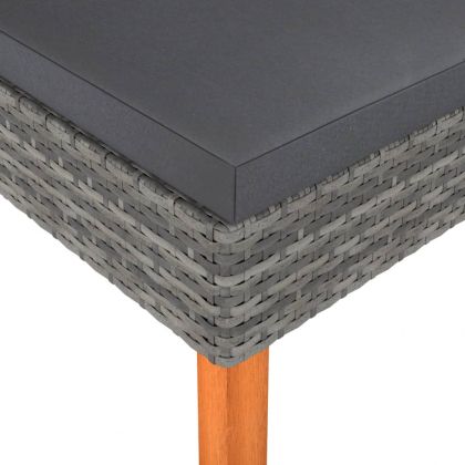 Поставка за крака, полиратан и евкалиптово дърво масив