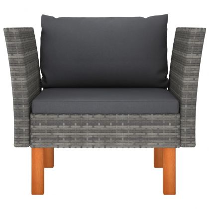 Градински диван, полиратан и евкалиптово дърво масив