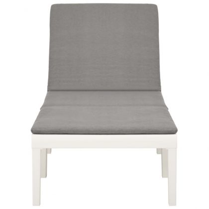 Шезлонг с шалте, пластмаса, бял