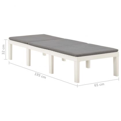 Шезлонг с шалте, пластмаса, бял