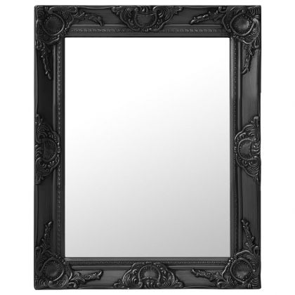 Стенно огледало, бароков стил, 50x60 см, черно